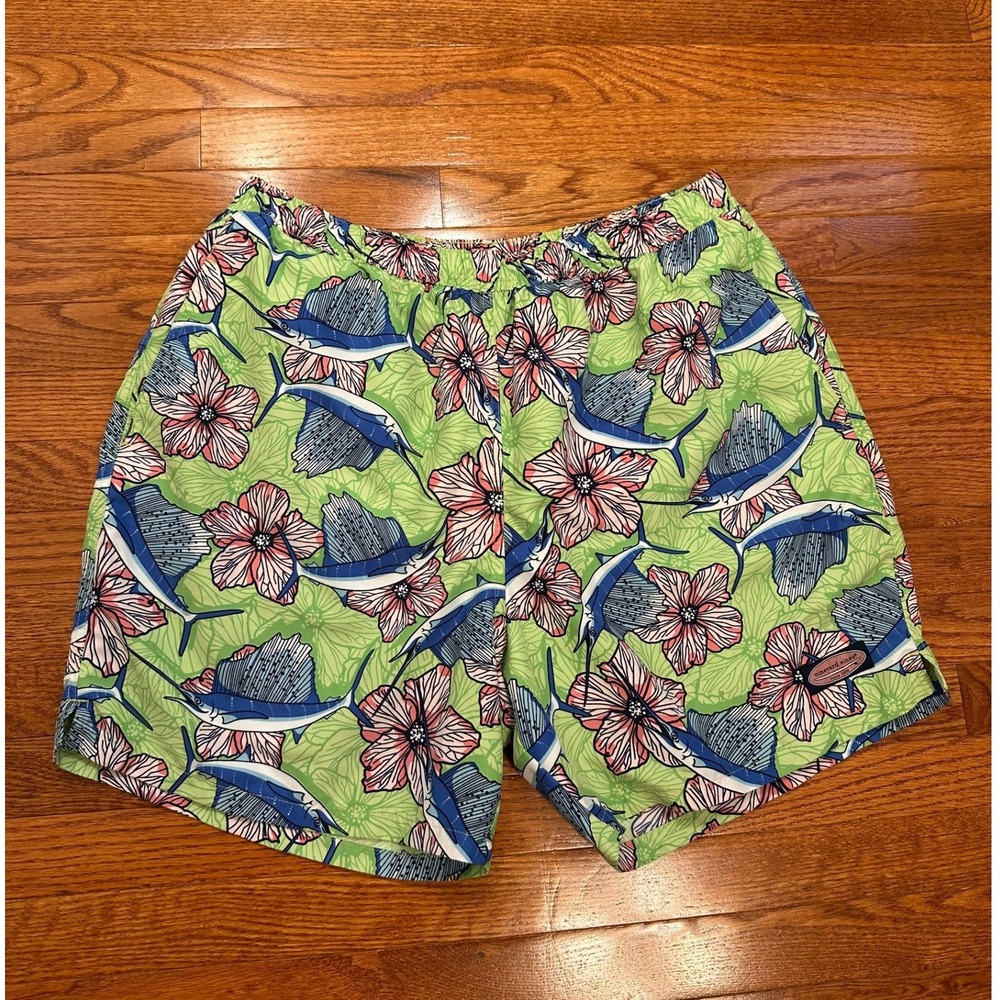 Vineyard Vines‎ Bathing Suit Mens XL Swim Trunks 7" Fish Marlin Tropical Lined